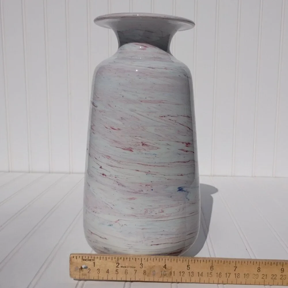 Vintage Italian Pottery Vase 11.25” Mid Century Modern Marbled Scavo Bitossi MCM
